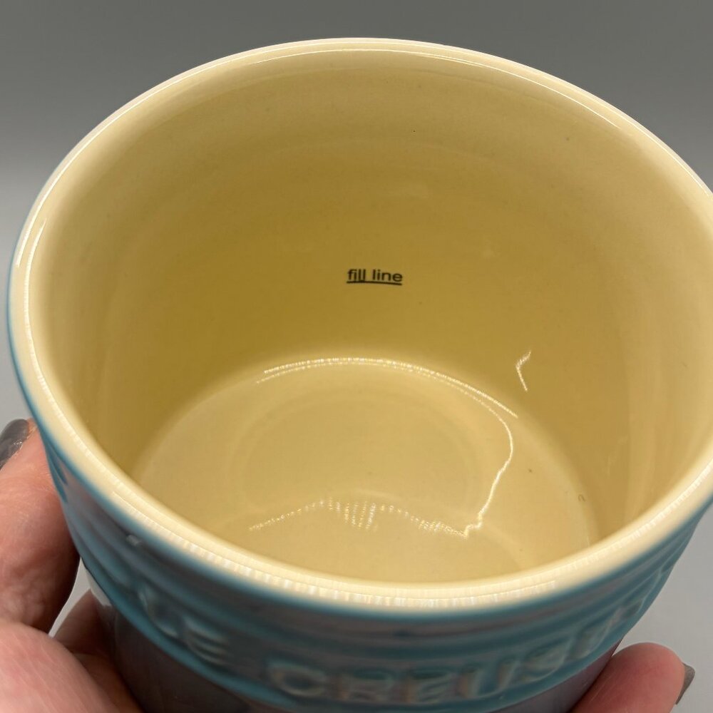 Le Creuset Stoneware Butter Bell Crock (discontinued) Caribbean Blue/Teal Ombré - Picture 7 of 9